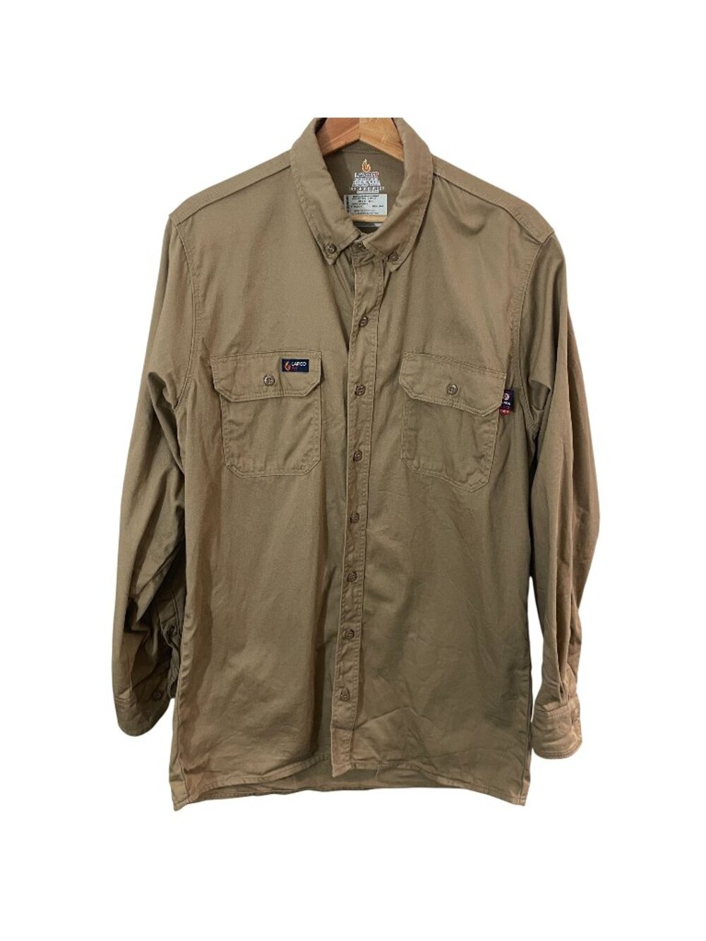 Lapco FR Canvas Button Down Shirt Mens M Long Workwear Flame Resistant CAT2